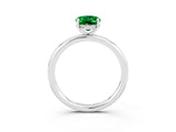 White gold Oval Cut Emerald Solitaire Ring with Thin Band and Four-Prong Setting_15