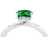 White gold Oval Cut Emerald Solitaire Ring with Thin Band and Four-Prong Setting_16