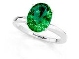 White gold Oval Cut Emerald Solitaire Ring with Thin Band and Prong Setting_13