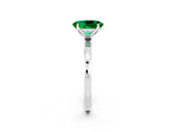 White gold Oval Cut Emerald Solitaire Ring with Thin Band and Prong Setting_14