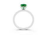 White gold Oval Cut Emerald Solitaire Ring with Thin Band and Prong Setting_15