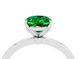 White gold Oval Cut Emerald Solitaire Ring with Thin Band and Prong Setting_16