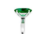 White gold Oval Cut Emerald Solitaire Ring with Thin Band and Prong Setting_17