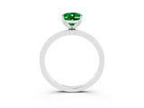 White gold Oval Cut Emerald Solitaire Ring with Thin Band and Prong Setting_39