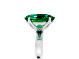 White gold Oval Cut Emerald Solitaire Ring with Thin Band and Prong Setting_41
