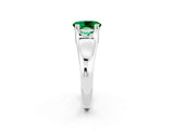 White gold Oval Cut Emerald Solitaire Ring with Wide Band and Prong Setting_2