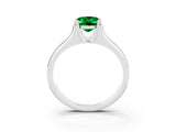 White gold Oval Cut Emerald Solitaire Ring with Wide Band and Prong Setting_3
