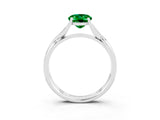 White gold Oval Cut Emerald Solitaire Twist Band Prong Setting Ring_51