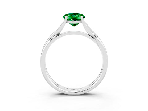 White gold Oval Cut Emerald Solitaire Twist Band Prong Setting Ring_51