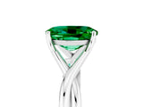White gold Oval Cut Emerald Solitaire Twist Band Prong Setting Ring_53
