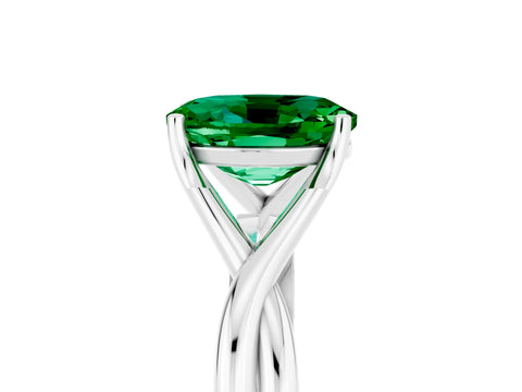 White gold Oval Cut Emerald Solitaire Twist Band Prong Setting Ring_53