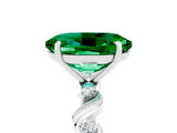 White gold Oval Cut Emerald Solitaire Twisted Band with Round  Accents and Prong Setting_17