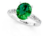 White gold Oval Cut Emerald Solitaire with Side Baguettes and Channel Set Band_1
