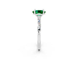 White gold Oval Cut Emerald Solitaire with Side Baguettes and Channel Set Band_2