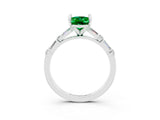 White gold Oval Cut Emerald Solitaire with Side Baguettes and Channel Set Band_3