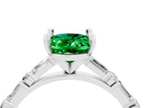 White gold Oval Cut Emerald Solitaire with Side Baguettes and Channel Set Band_4