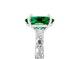 White gold Oval Cut Emerald Solitaire with Side Baguettes and Channel Set Band_5