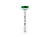 White gold Oval Cut Emerald Solitaire with Side Stones on a Pavé Band and Four-Prong Setting_2