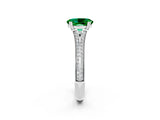 White gold Oval Cut Emerald Split Shank Engagement Ring with Pavé Band_2