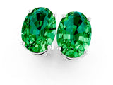 White gold Oval Cut Emerald Stud Earrings_31