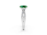 White gold Oval Cut Emerald Three-Stone Ring with Pavé Split Shank and Four-Prong Setting_14