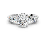 White gold Oval Cut Five-Stone Prong Set Diamond Ring with Classic Band_68