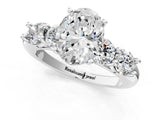 White gold Oval Cut Five-Stone Prong Set Diamond Ring with Classic Band_69