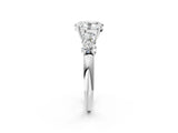 White gold Oval Cut Five-Stone Prong Set Diamond Ring with Classic Band_70