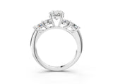 White gold Oval Cut Five-Stone Prong Set Diamond Ring with Classic Band_71