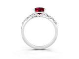 White gold Oval Cut Garnet Cluster Side Stone Solitaire Ring with Prong Setting_27
