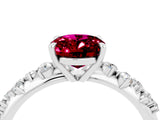 White gold Oval Cut Garnet Cluster Side Stone Solitaire Ring with Prong Setting_28