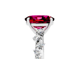 White gold Oval Cut Garnet Cluster Side Stone Solitaire Ring with Prong Setting_29