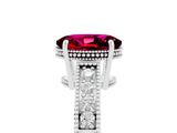 White gold Oval Cut Garnet Engagement Ring with Milgrain Channel Set Band and Prong Setting_5