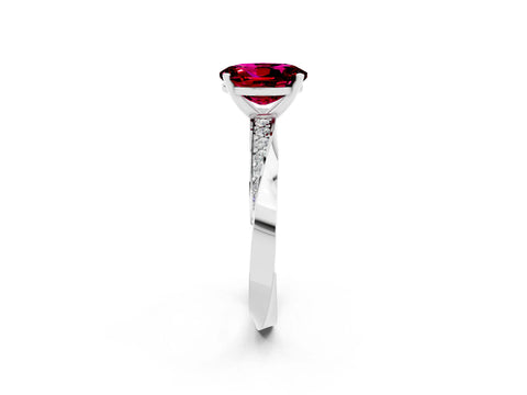 White gold Oval Cut Garnet Engagement Ring with Side Stone Accents and Four-Prong Setting_29