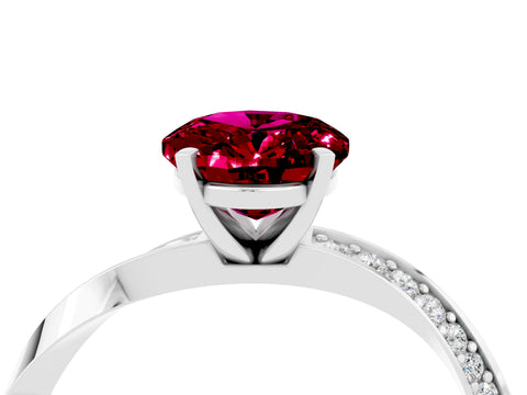 White gold Oval Cut Garnet Engagement Ring with Side Stone Accents and Four-Prong Setting_31