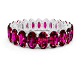 White gold Oval Cut Garnet Eternity Band with Shared Prong Setting
