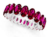 White gold Oval Cut Garnet Eternity Band with Shared Prong Setting_1
