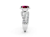 White gold Oval Cut Garnet Halo Ring with Round Split Shank and Prong Setting_62