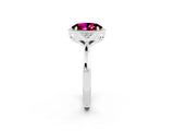 White gold Oval Cut Garnet Halo Ring with Tapered Band and Four-Prong Setting_2
