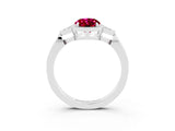 White gold Oval Cut Garnet Halo Ring with Tapered Band and Four-Prong Setting_3