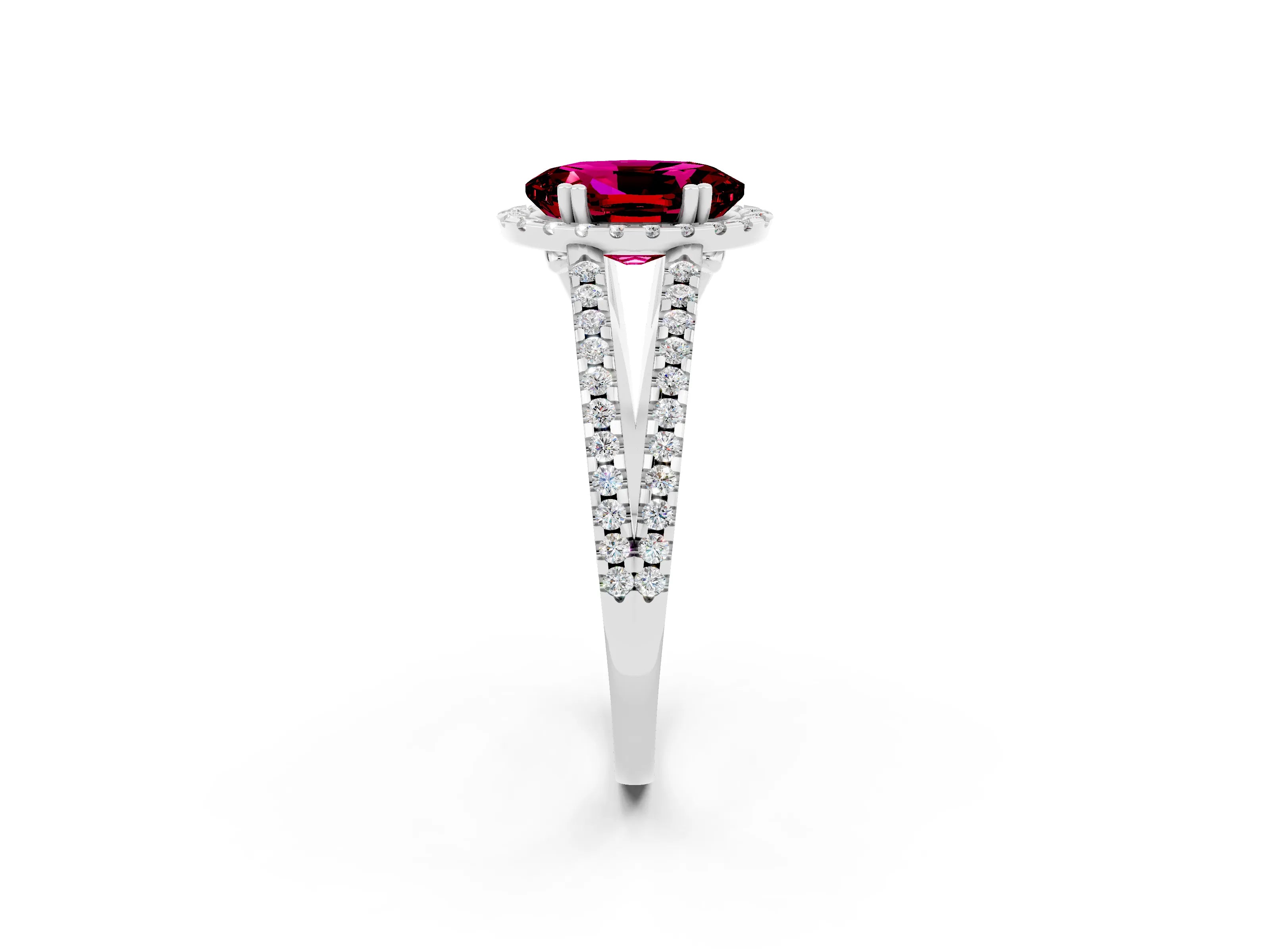 White gold Oval Cut Garnet Halo Split Shank Engagement Ring_14