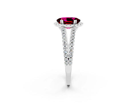 White gold Oval Cut Garnet Halo Split Shank Engagement Ring_14