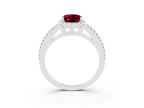 White gold Oval Cut Garnet Halo Split Shank Engagement Ring_15