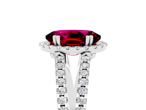 White gold Oval Cut Garnet Halo Split Shank Engagement Ring_17