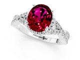 White gold Oval Cut Garnet  Halo Twist Band Solitaire Prong Setting Ring_25