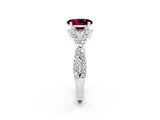 White gold Oval Cut Garnet  Halo Twist Band Solitaire Prong Setting Ring_26