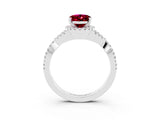 White gold Oval Cut Garnet  Halo Twist Band Solitaire Prong Setting Ring_27