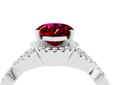 White gold Oval Cut Garnet  Halo Twist Band Solitaire Prong Setting Ring_28