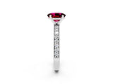 White gold Oval Cut Garnet Milgrain Pavé Engagement Ring with Four-Prong Setting_14
