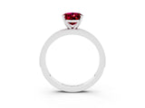 White gold Oval Cut Garnet Milgrain Pavé Engagement Ring with Four-Prong Setting_15